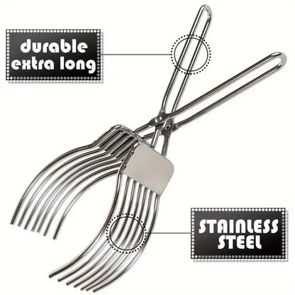1Pc Stainless Steel Roast Beef Cutting Tongs Portable Meat Bread Slicer Onion Tomato Holder Kitchen Accessories for Slicing