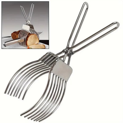1Pc Stainless Steel Roast Beef Cutting Tongs Portable Meat Bread Slicer Onion Tomato Holder Kitchen Accessories for Slicing